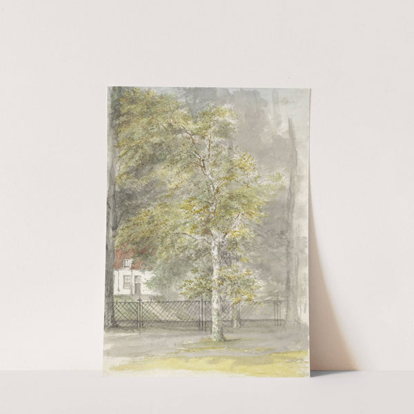 Boom voor het hek van een landhuis by Jozef Israëls