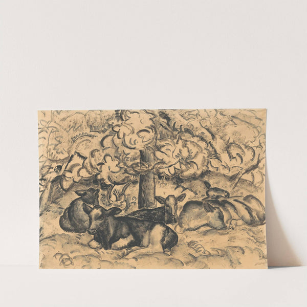 Boomgaard met kalveren by Leo Gestel