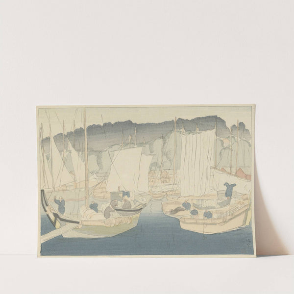 Bootjes in de haven van Shiogama by Hirafuku Hyakusui