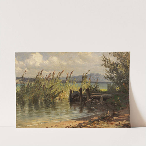 Bootssteg im Schilf (Ca. 1830-1840) by Friedrich Voltz