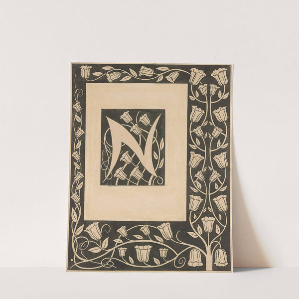 Border Design with Initial ‘N’ by Aubrey Vincent Beardsley