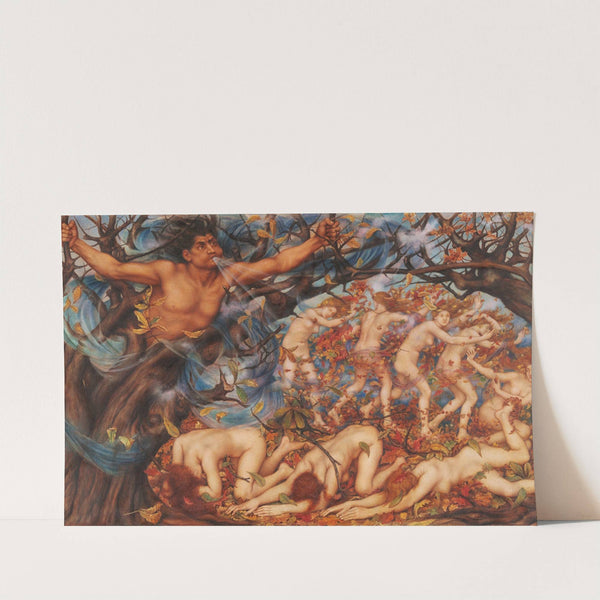 Boreas and the Fallen Leaves (1910) by Evelyn De Morgan