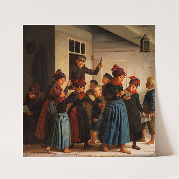 Børn uden for Postkontoret efter Postens ankomst (1881) by Julius Exner