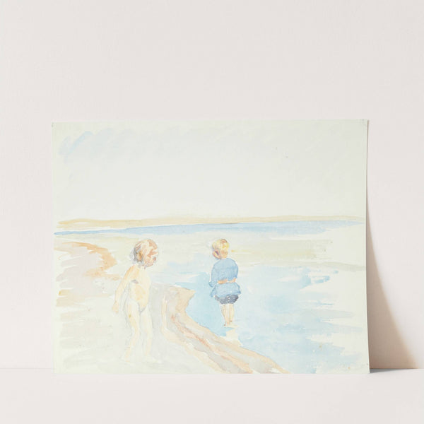 Børn ved stranden by Peter Hansen