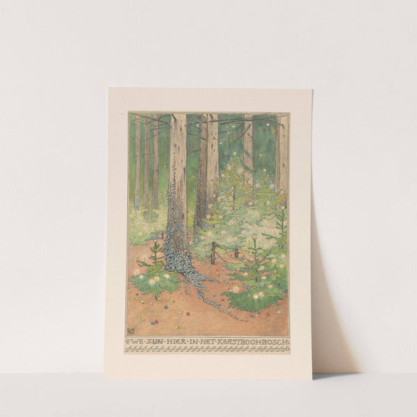 Bos met versierde en verlichte kerstbomen by Willem Wenckebach