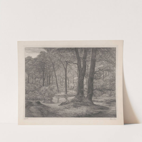 Bos met vijver en liggende man (1907) by Simon Moulijn