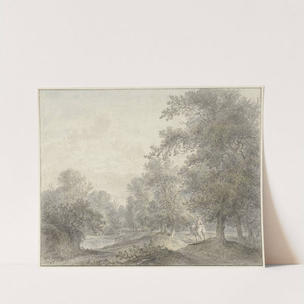Boslandschap met ruiter en vijver (1745 - 1795) by Jacobus Versteegen