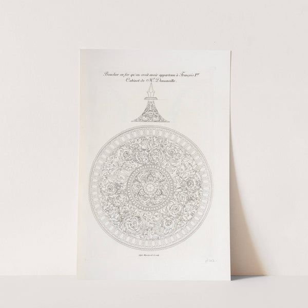 Bouclier en fer qu'on croit avoir appartenu à François 1er. Cabinet de Mr. Demonville. by Nicolas Xavier Willemin