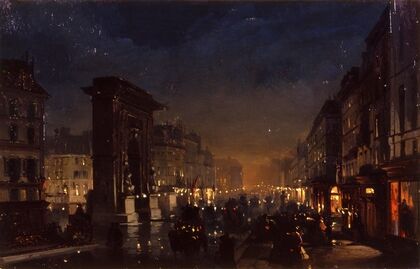 Boulevard et Porte Saint Denis, Olio su Cartoncino Intelato