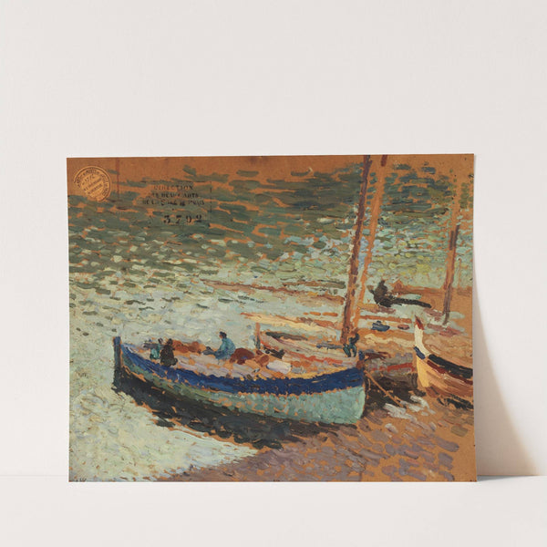 Bouquet de bleuets – Barques au port (1930-1932) by Henri Martin