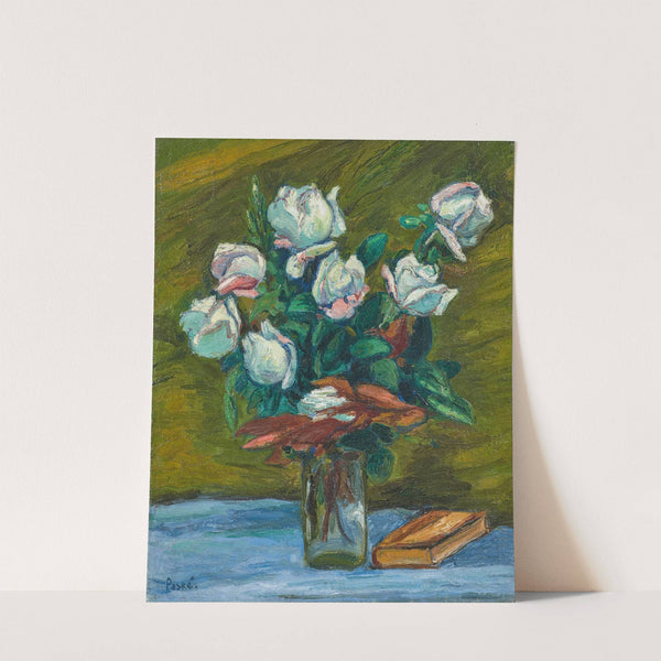 Bouquet de roses blanches dans un vase by Jean Misceslas Peske