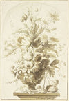 Bouquet in einer Vase in einer Nische stehend