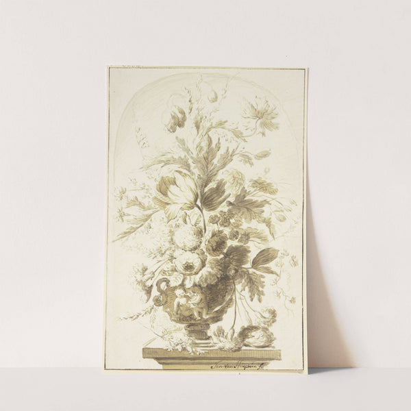 Bouquet in einer Vase in einer Nische stehend by Jan van Huysum