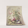Bouquet In Einer Vase, Vorne Rechts Ein Pfirsich Und Einige Trauben by J. H. Van Loon