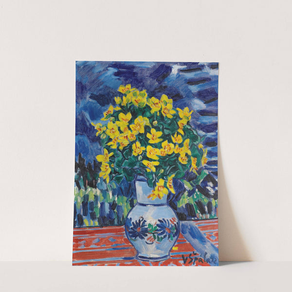 Bouquet Of Flowers In A Blue Vase by Václav Špála