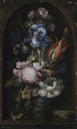 Bouquet Of Flowers In A Stone Niche