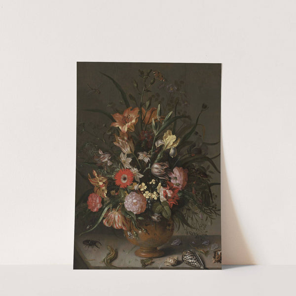 Bouquet of flowers in a vase, insects and tiny creatures (1634) by Jacob Marrel