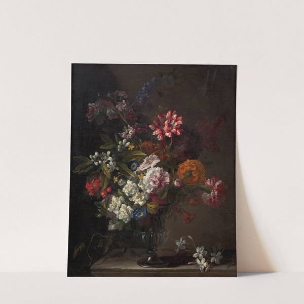 Bouquet of flowers on an entablature by Jean-Baptiste Monnoyer