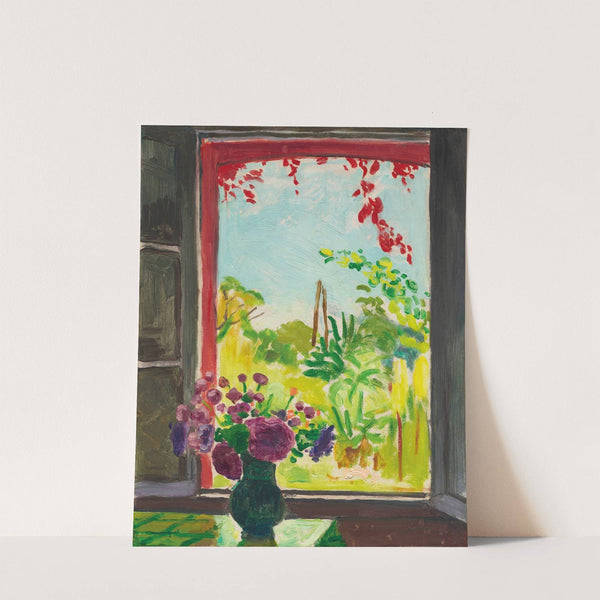 Bouquet sur une table devant la fenêtre à Méricourt (1937) by Albert Marquet