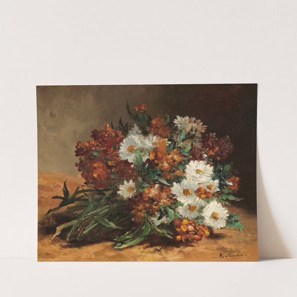 Bouquet with daisies and gold lacquer by Eugène Henri Cauchois