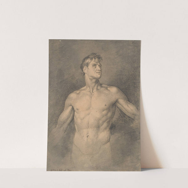 Bovenlichaam v. naakte man, armen gespreid by David Humbert de Superville