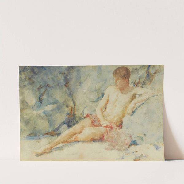 Boy against rock by Henry Scott Tuke