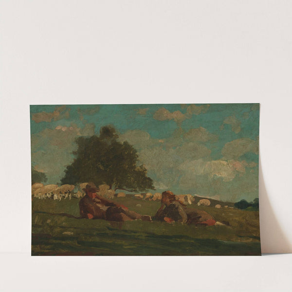 Boy and Girl in a Field with Sheep by Winslow Homer