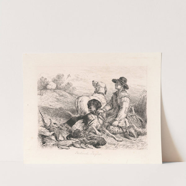 Boy holding 2 gun-dogs and game by John Frederick Tayler