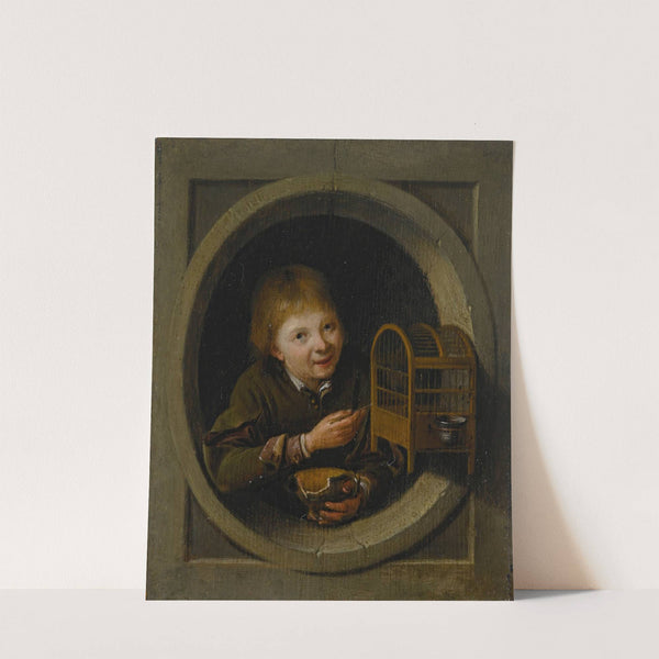 Boy In a Window With a Birdcage by Pieter Cornelisz van Slingelandt