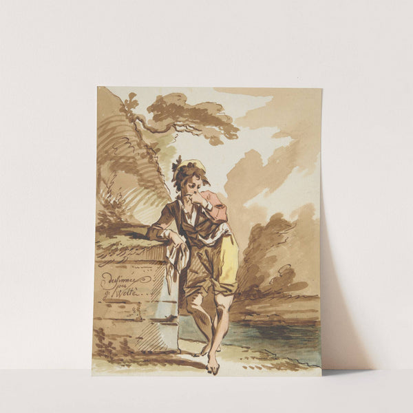 Boy Leaning on a Wall by Gottlieb Welté