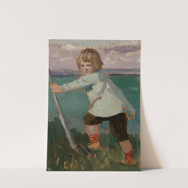 Boy on a Cliff Leaning on a Stick by Augustus John