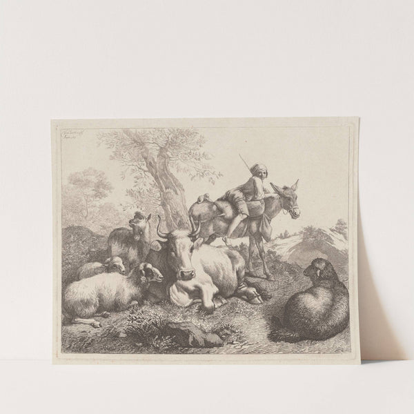 Boy on a Donkey Watching over a Group of Animals (1763) by Francesco Londonio