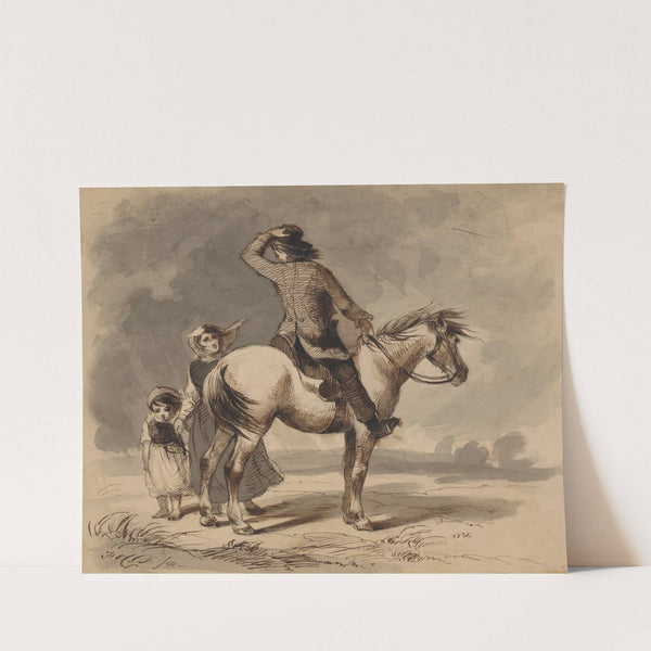 Boy on pony and two girls by Felix Octavius Carr Darley