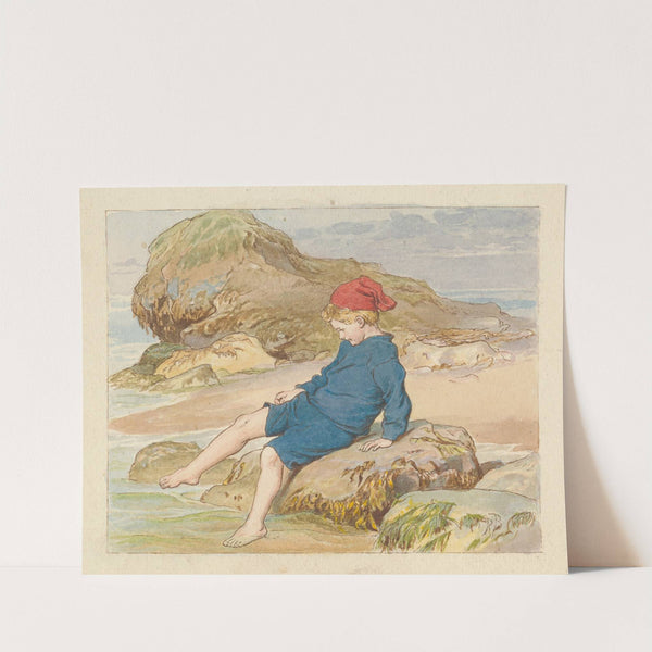 Boy Playing by the Sea by Robert Barnes