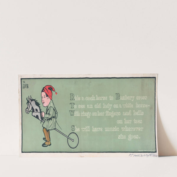 Boy riding hobby horse with nursery rhyme (1903) by O.C Malcolm