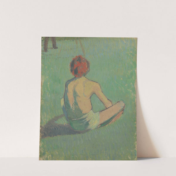 Boy sitting in the grass by Emile Bernard