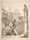 Boy Sketching Ruins
