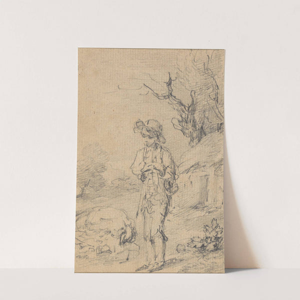 Boy standing by a cottage. by Gainsborough Dupont