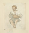 Boy wearing tunic with terra cotta bowl in his lap