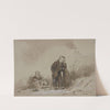 Boy with his sister sitting in the sleigh, both crying by Ferdinand de Braekeleer