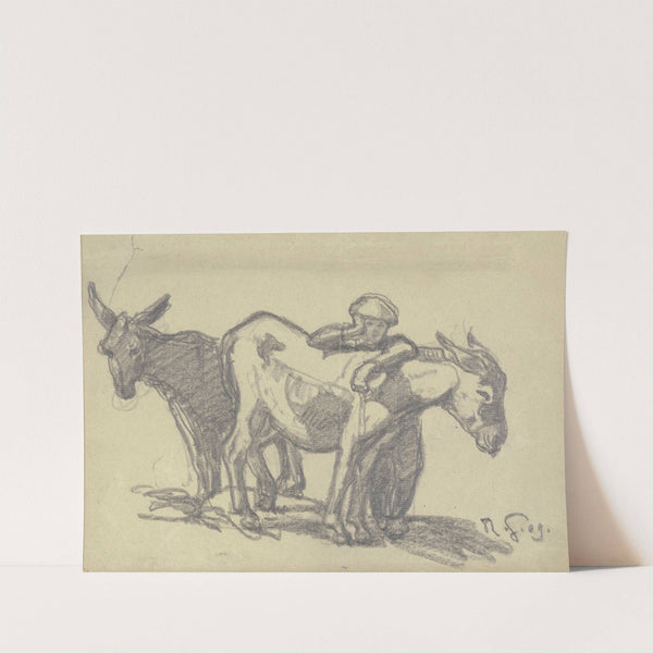 Boy with two donkeys by Rudolf Gudden