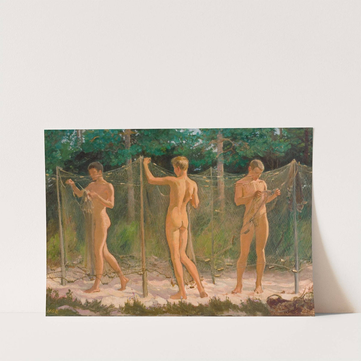Boys Gathering a Fishing Net by Venny Soldan-Brofeldt