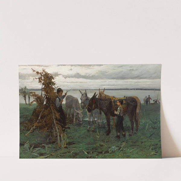 Boys herding donkeys by Willem Maris