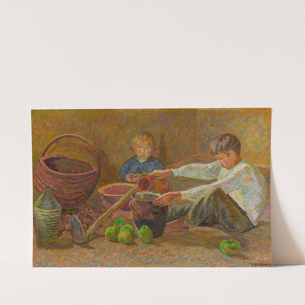 Boys pouring water (1935) by Zygmunt Waliszewski