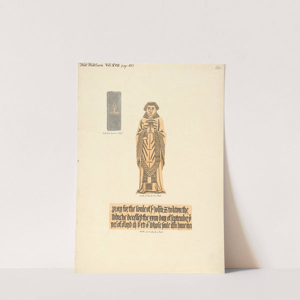 Brass Plate Monument for John Stockton, West Wickham Church by Daniel Lysons