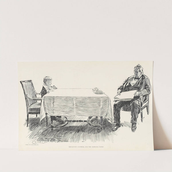 Breakfast-Oatmeal and the morning paper (1898) by Charles Dana Gibson