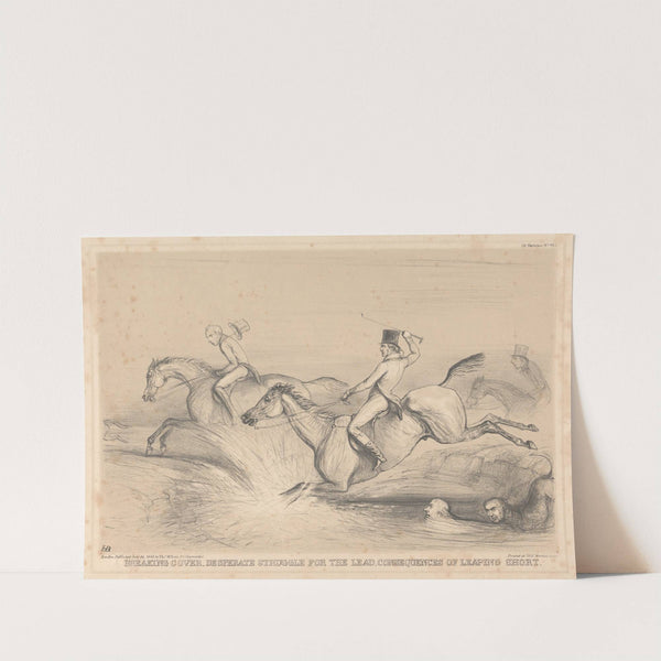 Breaking Cover, Desperate Struggle for the Lead, Consequences of Leaping Short (1849) by John Doyle