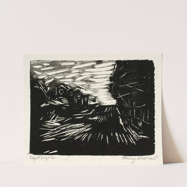 Bred vej, huse, træer by Henry Nielsen