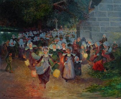 Bretonnes aux lampions à Notre-Dame-de-Trémalo (Pont-Aven)