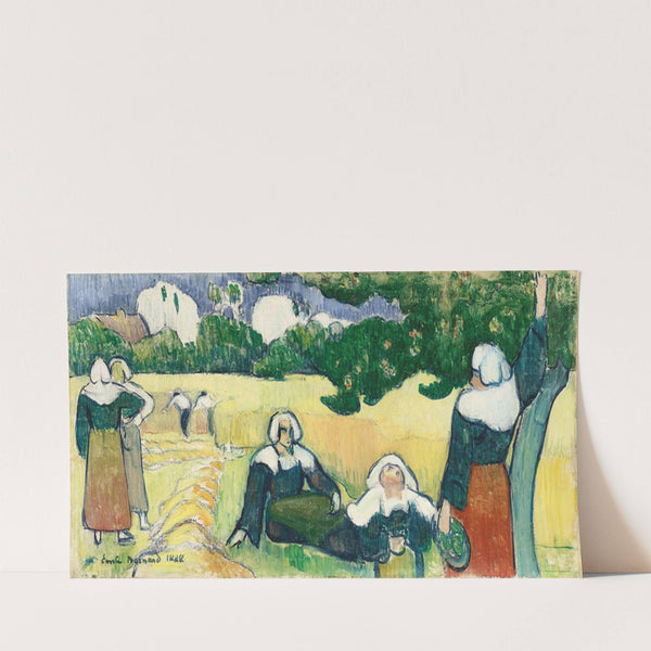 Bretonnes dans un champ ou La moisson (1888) by Emile Bernard